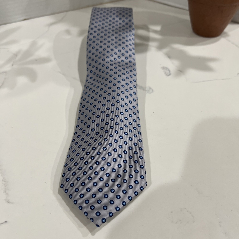 Chaps Mens Polyester Necktie BLUE AND GRAY 57"L X 3"W